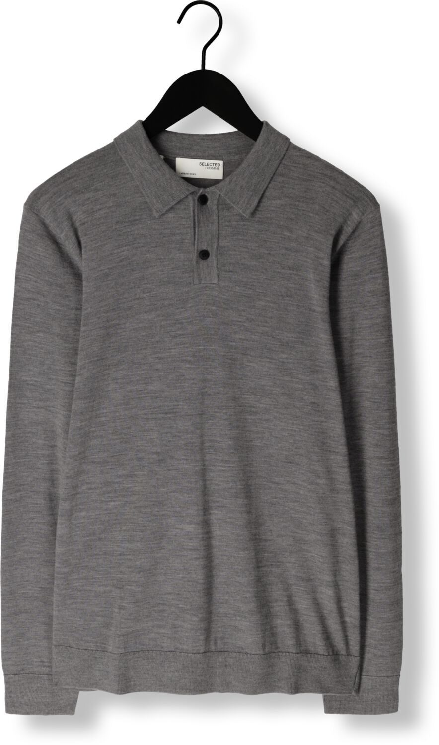 SELECTED HOMME Heren Truien & Vesten Slhtray Ls Knit Merino Polo Grijs