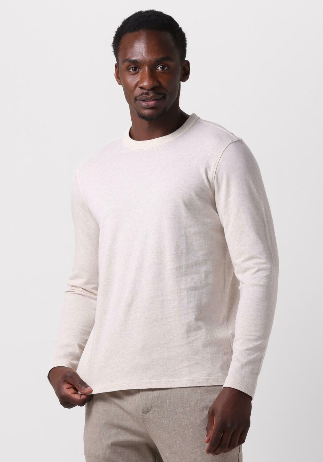 PROFUOMO Heren Polo's & T-shirts T-shirt Long Sleeve Beige