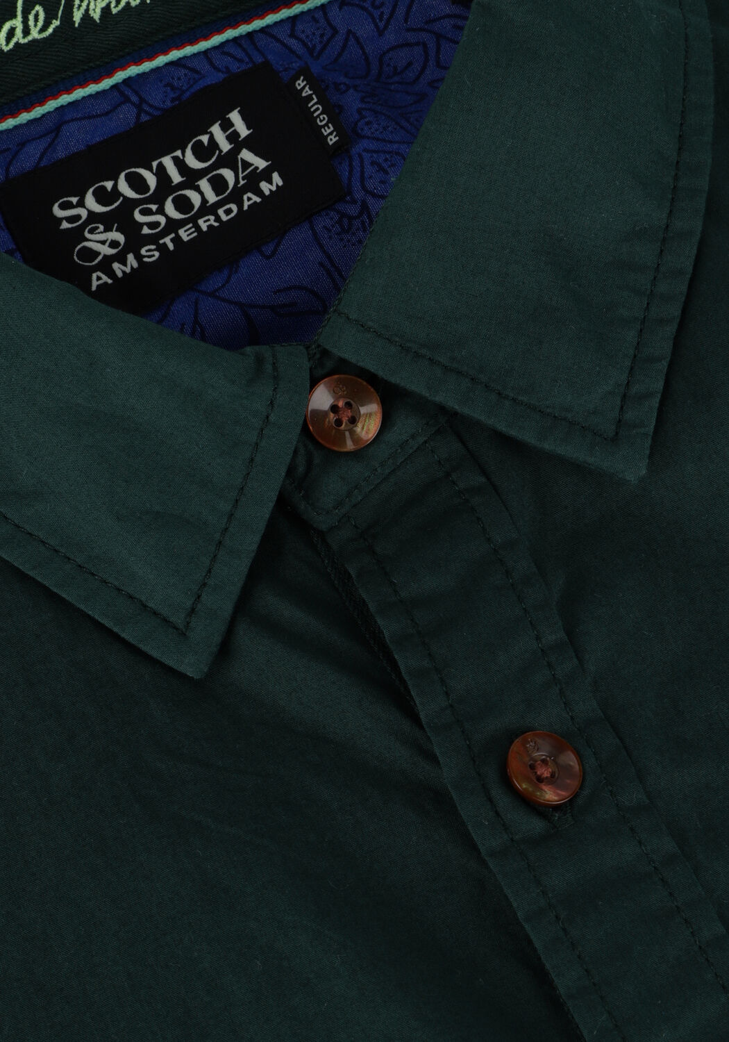 Groene SCOTCH & SODA Casual overhemd SLIM-FIT CONTRAST TRIMMED POPLIN SHIRT - large