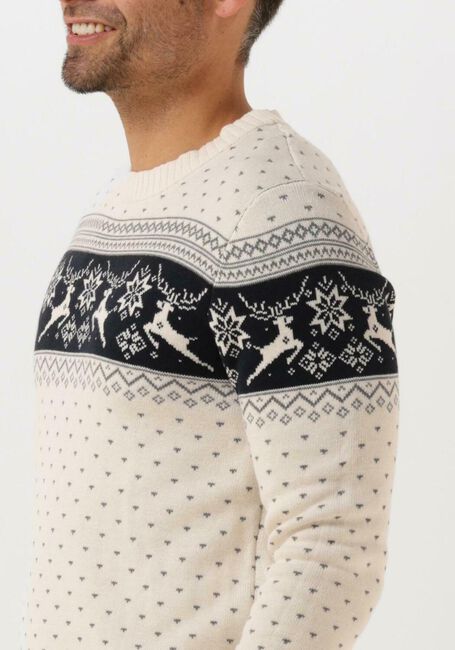 Witte SELECTED HOMME Trui SLHNEWDEER LS KNIT CREW NECK W - large