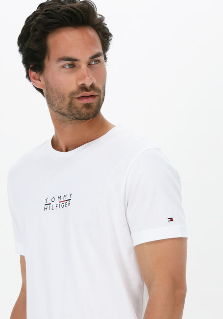 Witte TOMMY HILFIGER T-shirt SQUARE LOGO TEE - large