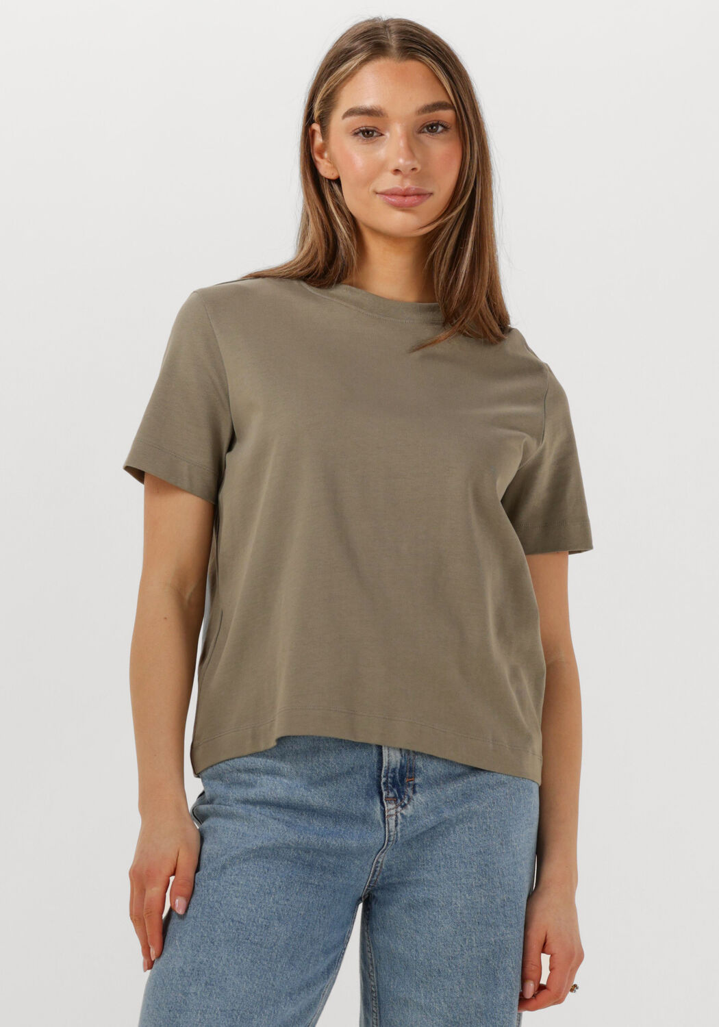 SELECTED FEMME Dames Tops & T-shirts Slfessential Ss Boxy Tee Khaki