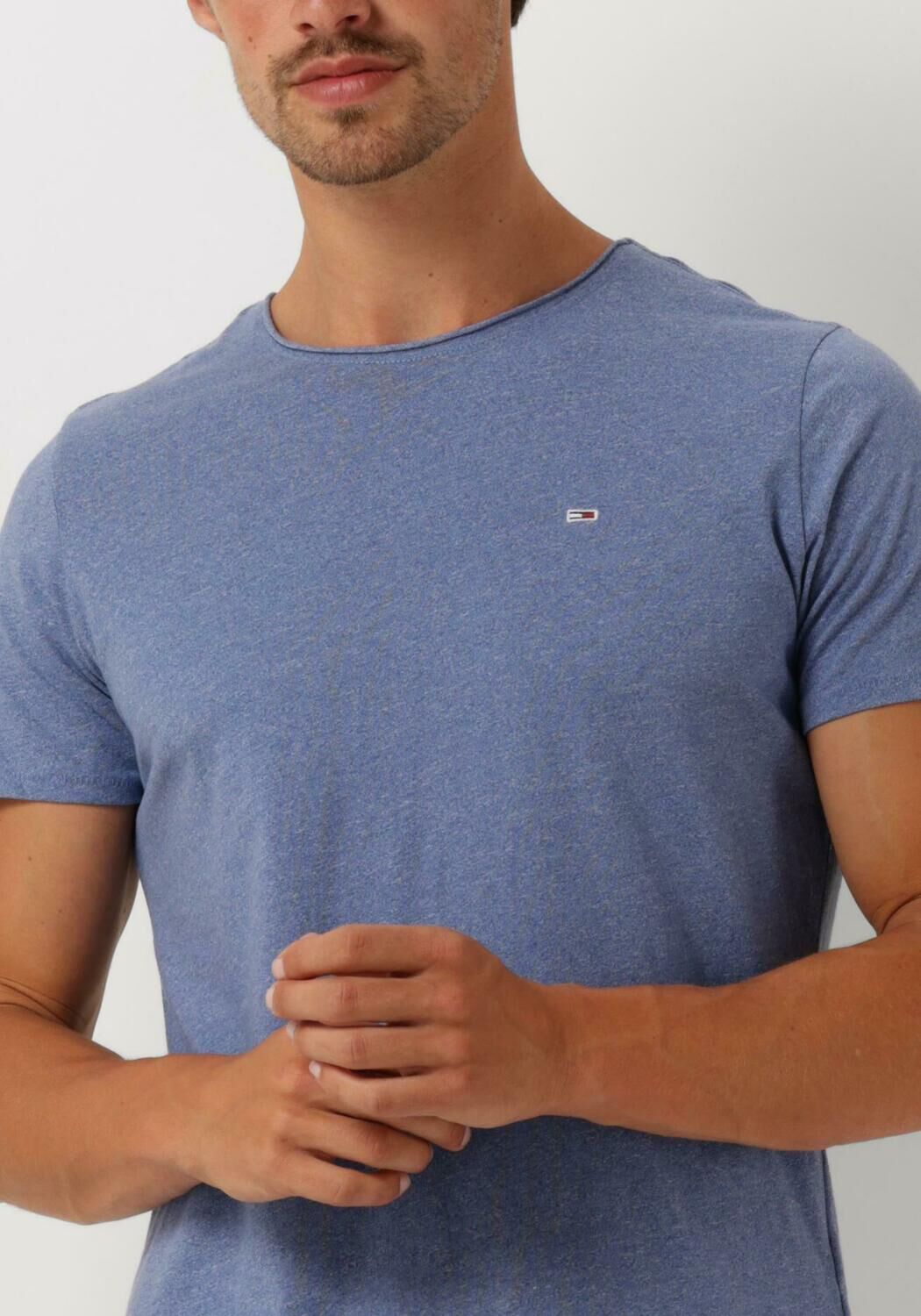 TOMMY JEANS Heren Polo's & T-shirts Tjm Xslim Jaspe C Neck Blauw