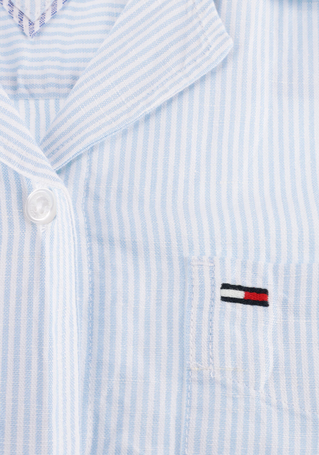 Lichtblauwe TOMMY JEANS Blouses TJW TIE FRONT LINEN SHIRT - large