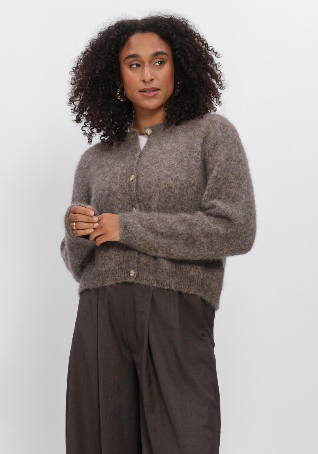 Taupe BY-BAR Trui VASILE CARDIGAN - large