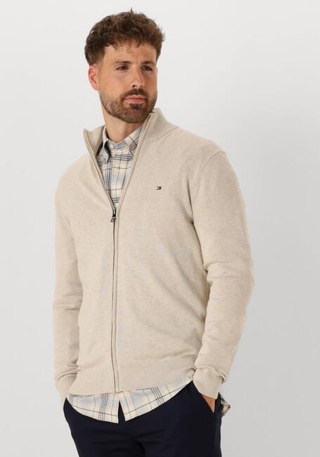 Beige TOMMY HILFIGER Trui ESSENTIAL COTTON ZIP THRU - large
