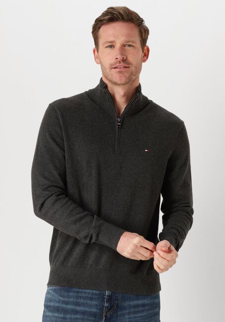 Donkergrijze TOMMY HILFIGER Trui PIMA ORG CTN CASHMERE ZIP MOCK - large