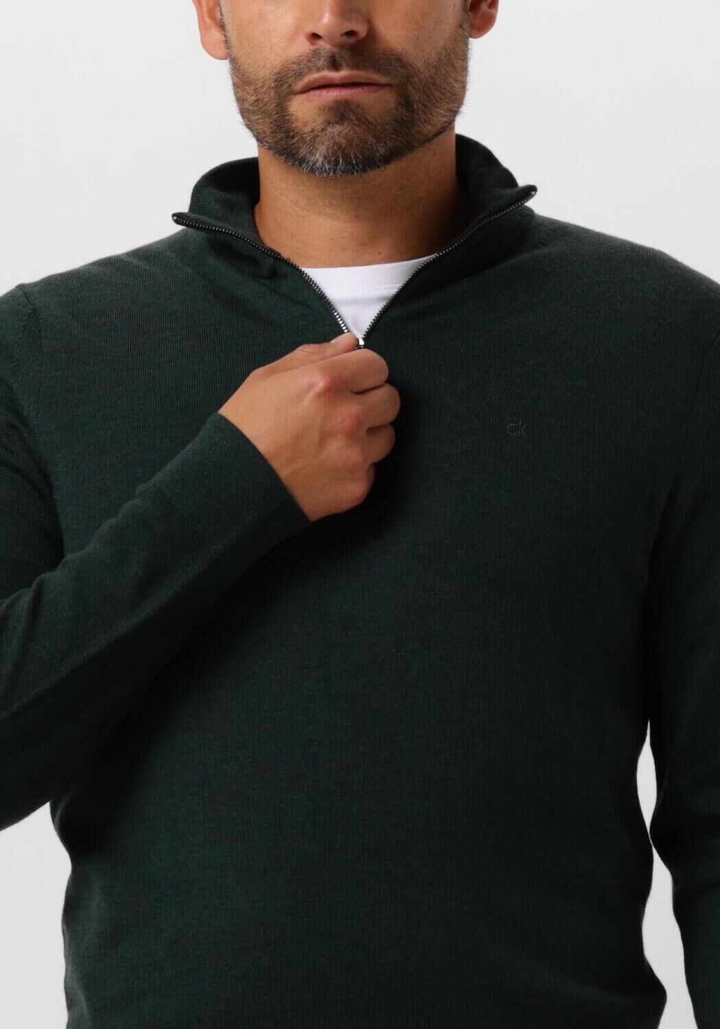 CALVIN KLEIN Heren Truien & Vesten Merino Quarter Zip Donkergroen