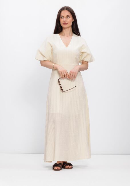 Beige SELECTED WOMEN Midi jurk SLFMADDIE SS CLOSED BACK MIDI DRESS - large