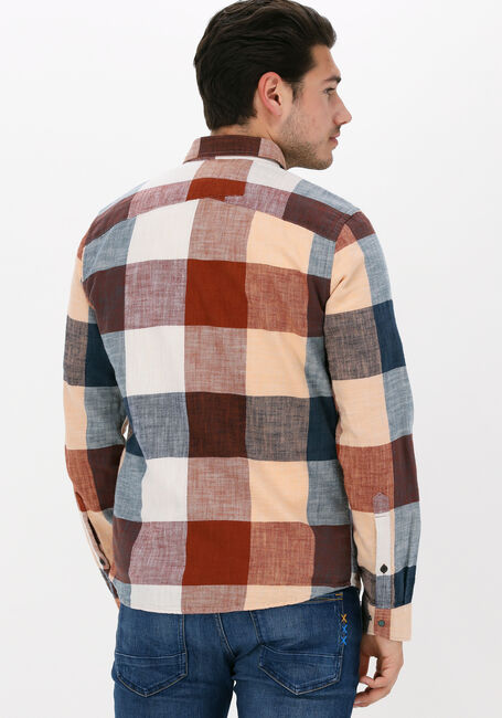 Bruine CAST IRON Casual overhemd LONG SLEEVE SHIRT BOLD CHECK SLUB COTTON - large