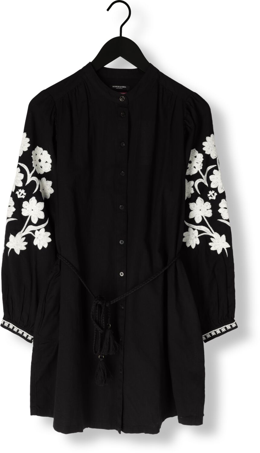 SCOTCH & SODA Dames Jurken Mini Dress With Sleeve Embroidery Zwart