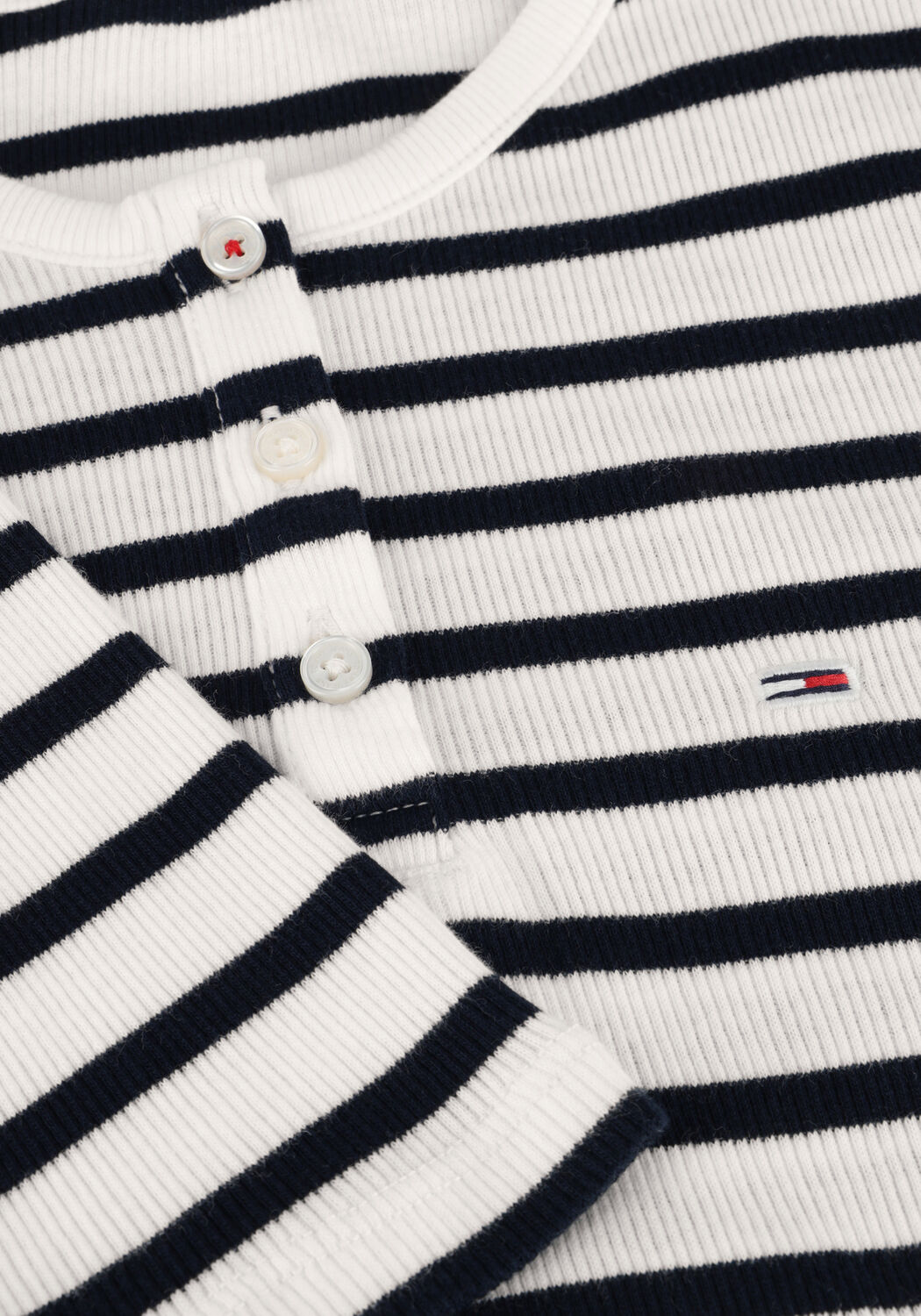 Blauwe TOMMY JEANS Tops & T-shirts TJW SLIM BUTTON RIB C-NECK LS EXT - large