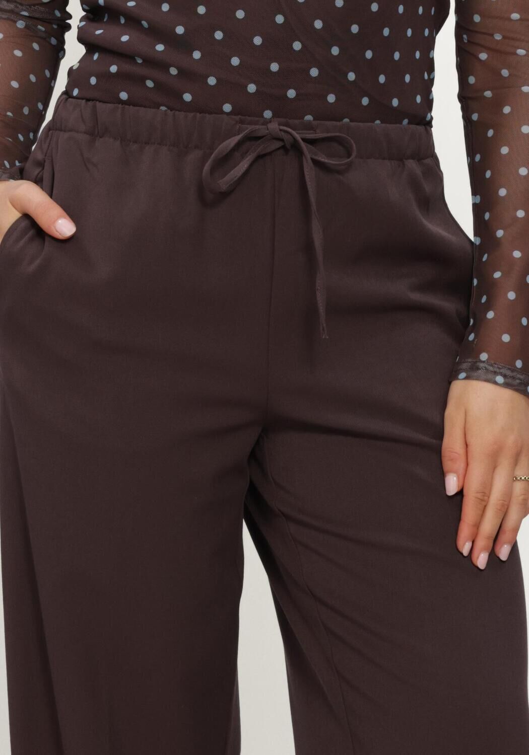 Bruine OBJECT Wijde broek OBJLISA MW TIE WIDE PANT NOOS - large