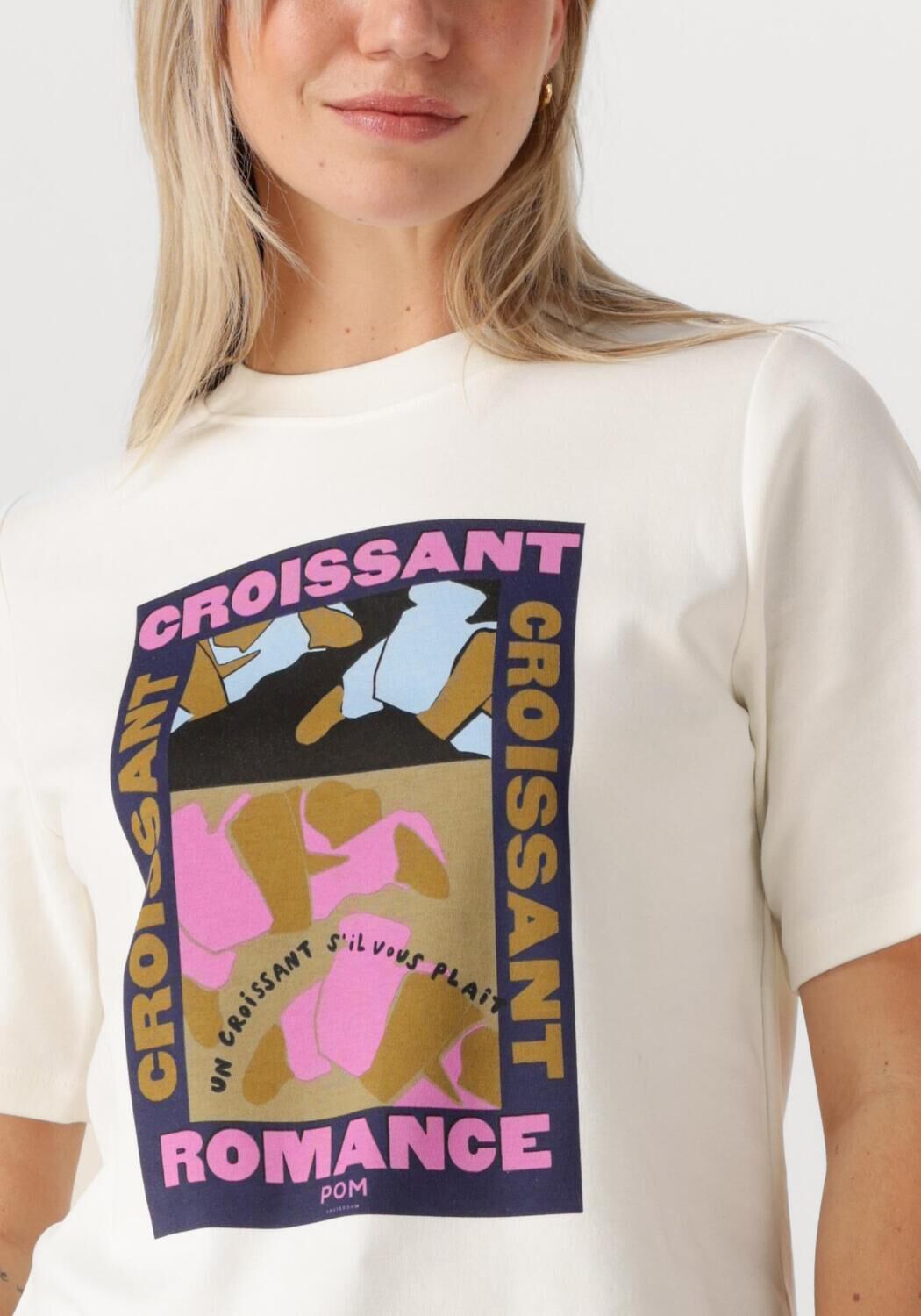 POM AMSTERDAM Dames Tops & T-shirts Tshirt Croissant Romane Wit