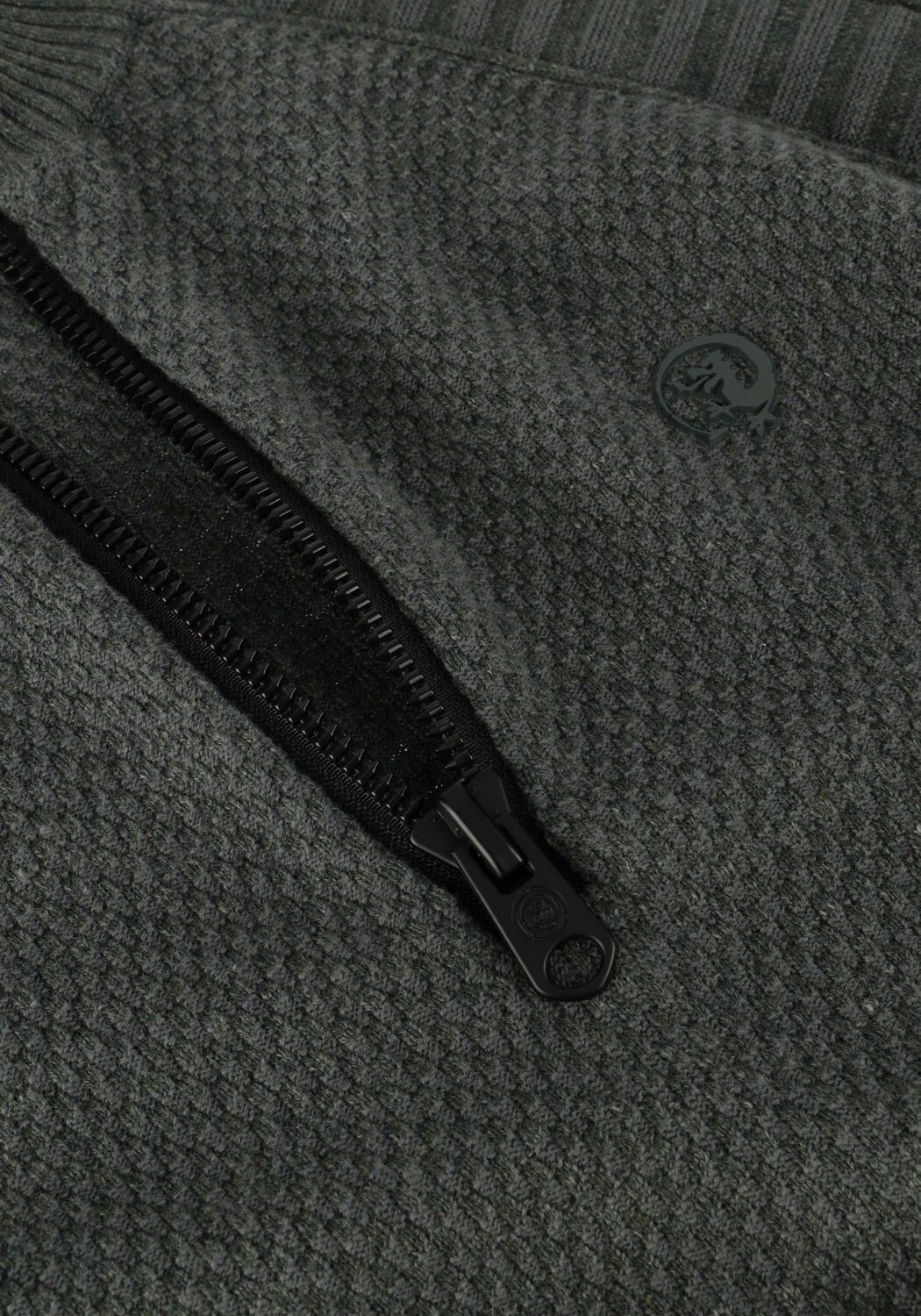 Groene CAST IRON Trui HALF ZIP COLLAR COTTON HEATHER PLATED BLEND - large