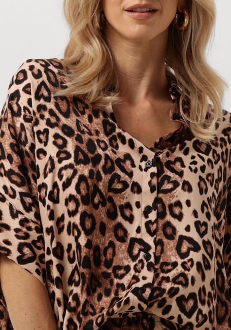 Bruine ALIX THE LABEL Blouses LADIES WOVEN TWILL LEOPARD BOXY BLOUSE - large