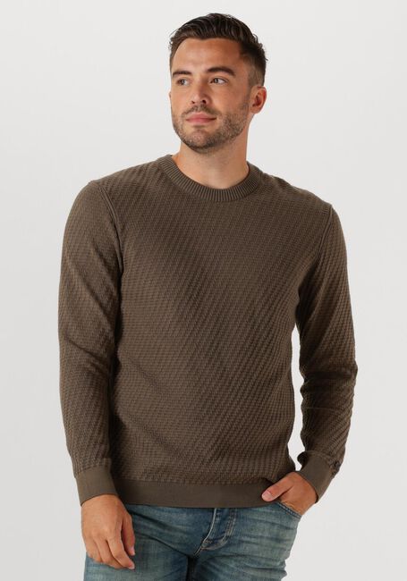 Bruine CAST IRON Trui REGULAR FIT COTTON STRETCH STRUCTURE - large
