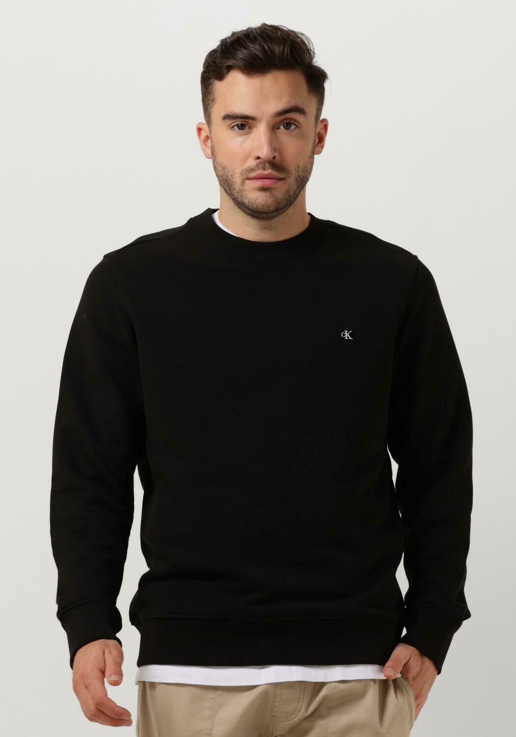 Calvin Klein Zwarte katoenen sweatshirt met applicatielogo Black