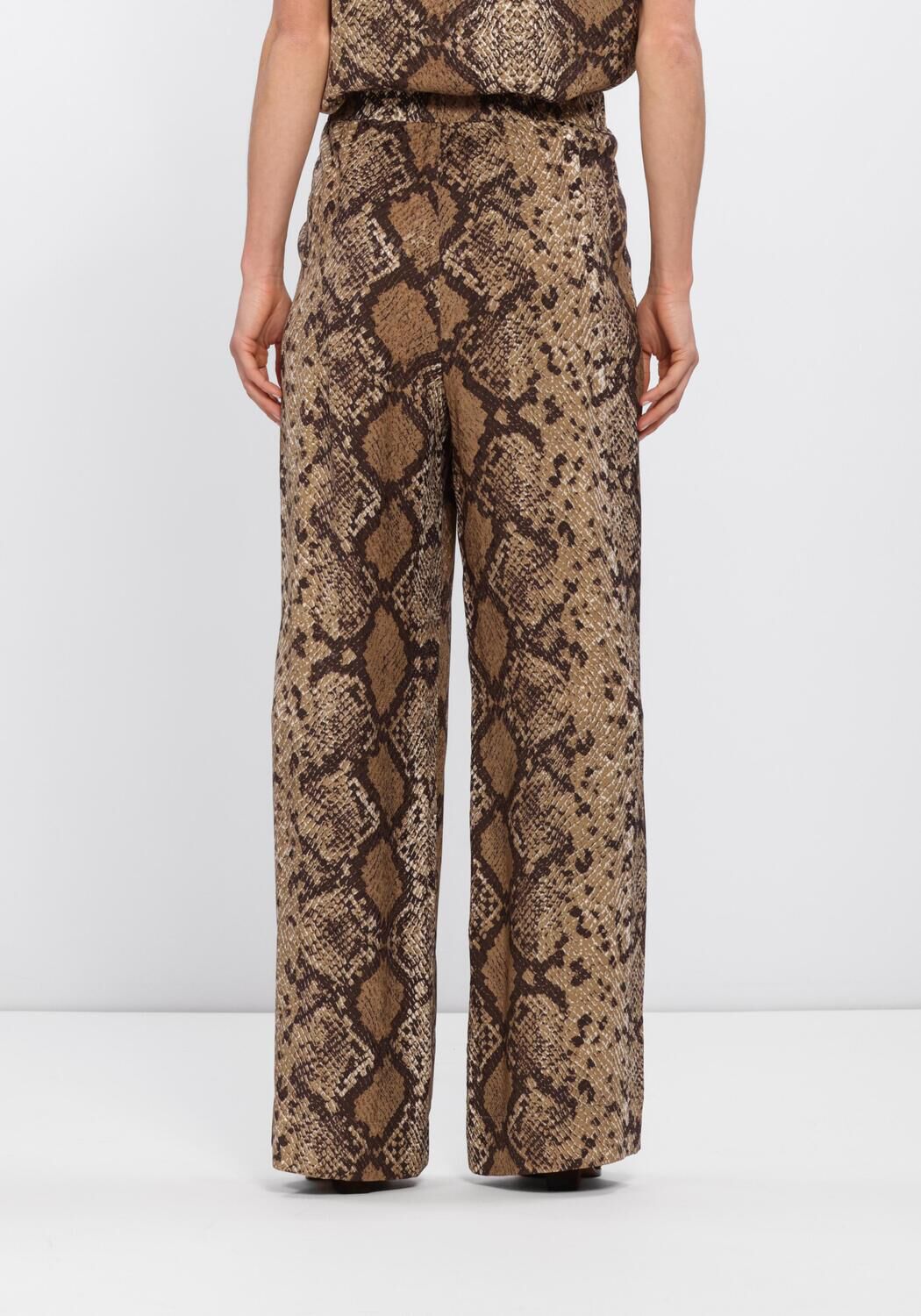 Bruine STUDIO ANNELOES Wijde broek MIENKE SNAKE TROUSERS - large