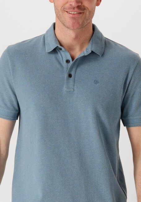 Blauwe CAST IRON Polo SHORT SLEEVE POLO POPCORN JERSEY MELANGE - large