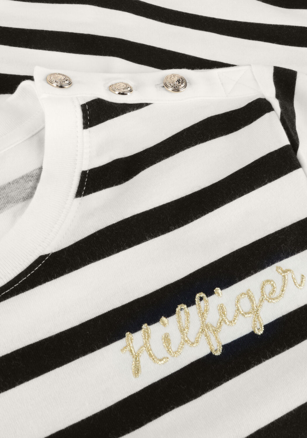 Witte TOMMY HILFIGER T-shirt REG GOLD BUTTON C-NK SS - large