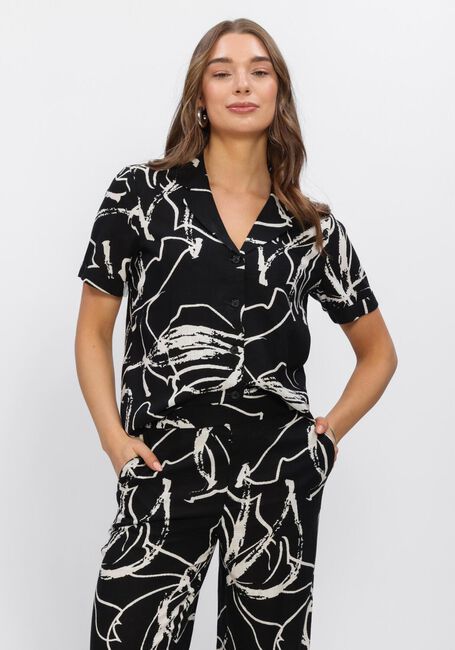 Zwarte OBJECT Blouses OBJSANNE S/S SHIRT AOP - large