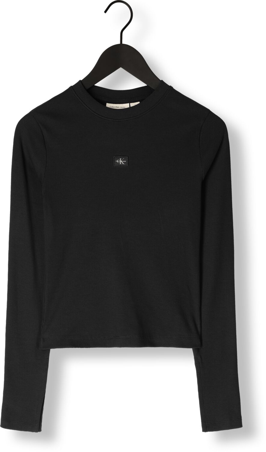 CALVIN KLEIN Dames Tops & T-shirts Woven Label Rib Ls Top Zwart