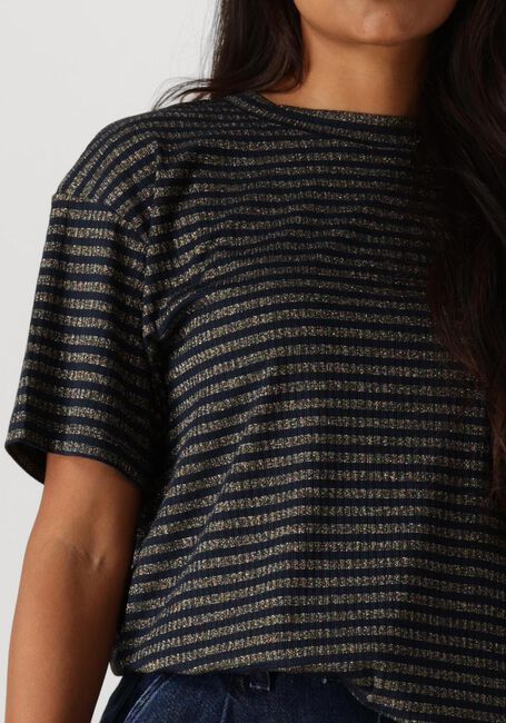 Blauwe SUMMUM Top SHORTSLEEVE TOP LUREX RIB STRIPE - large