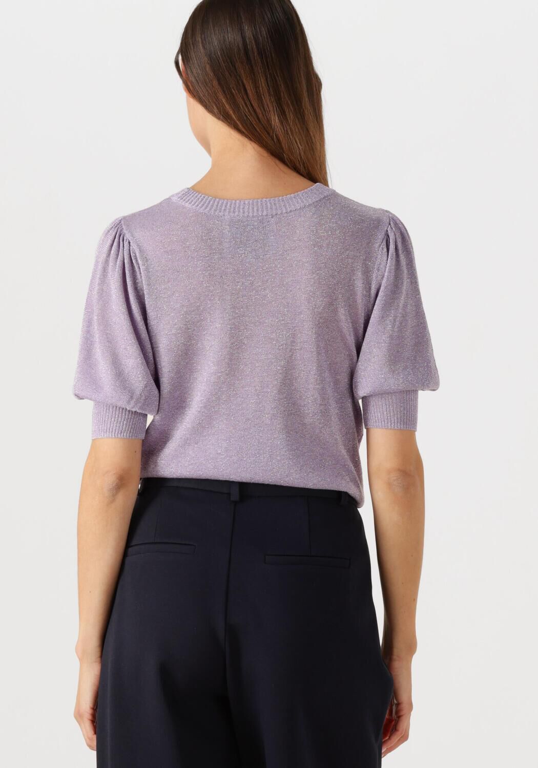 MINUS Dames Tops & T-shirts Liva Puff Sleeve Metallic Knit Pullover Lila