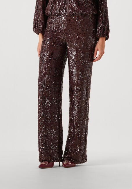 Bruine CO'COUTURE Wijde broek SOPHIECC SEQUIN LL PANT - large