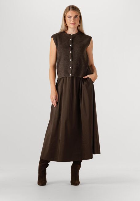 Bruine NEO NOIR Maxirok YARA LONG POPLIN SKIRT - large