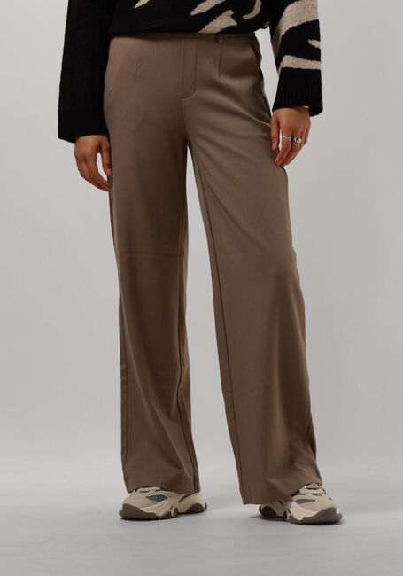 Taupe OBJECT Wijde broek OBJLISA WIDE PANT - large