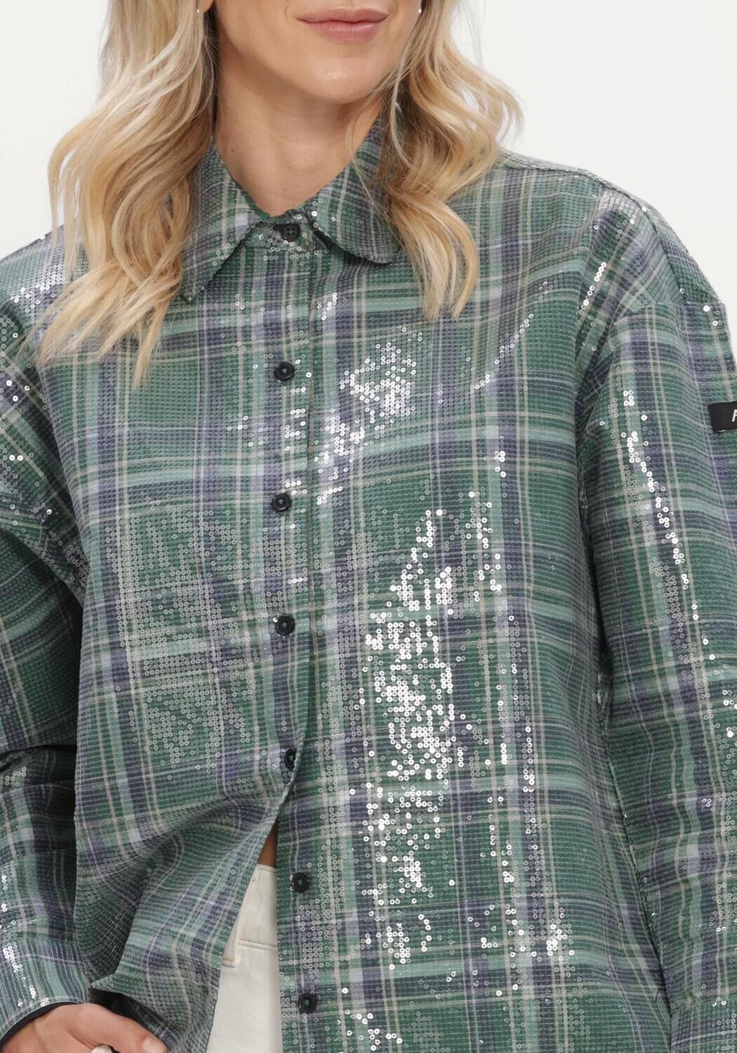 Groene ALIX THE LABEL Blouses LADIES WOVEN SEQUINS CHECK BLOUSE - large