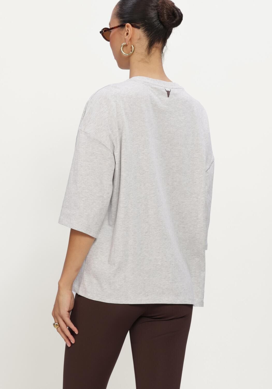 Alix The Label Dames Tops & T-shirts Ladies Knitted The Label Oversized T-shirt - Lichtgrijs, foto 3