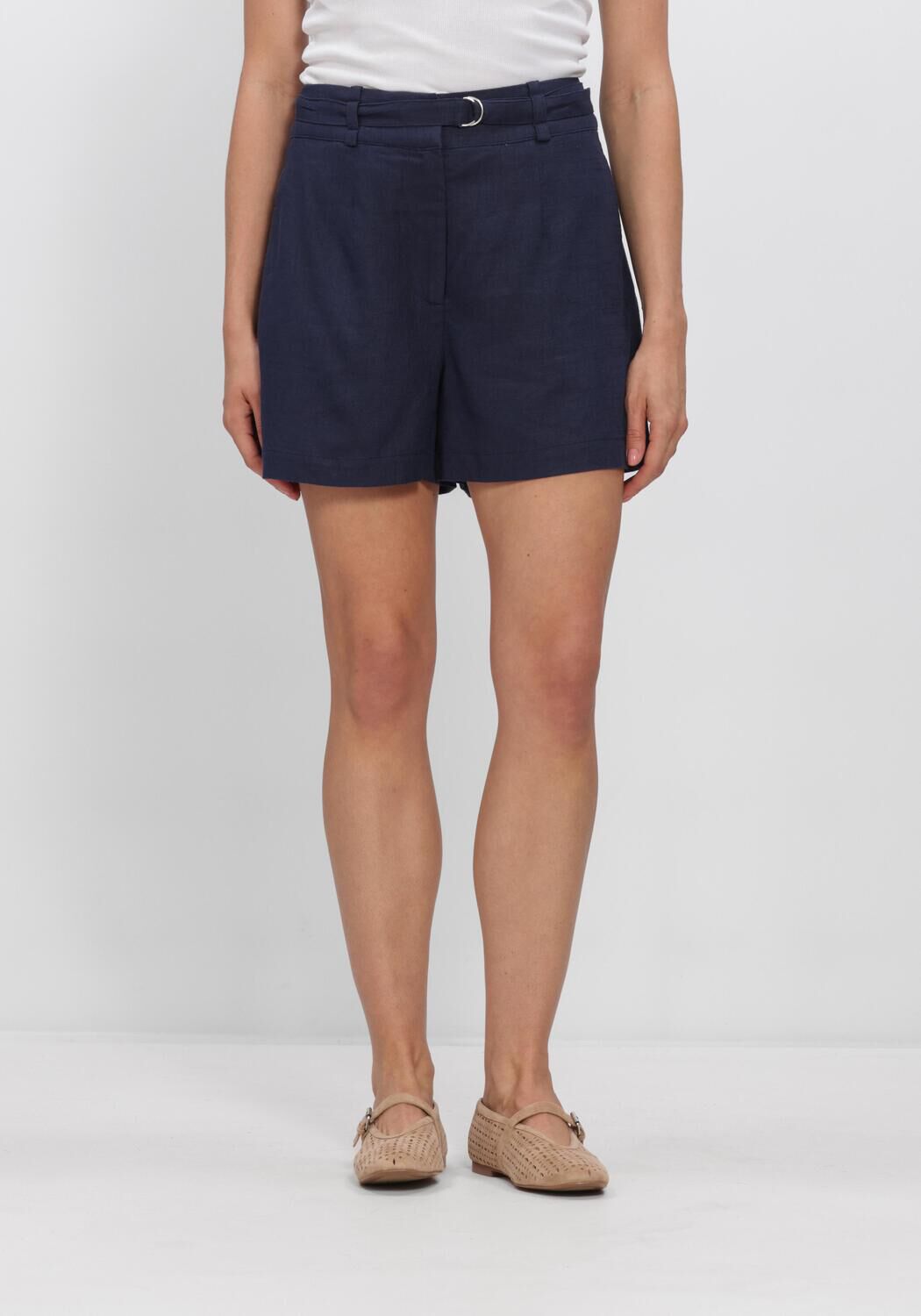 Donkerblauwe Y.A.S. Broeken YASAGANA HW LINEN BLEND MINI SHORTS S - large
