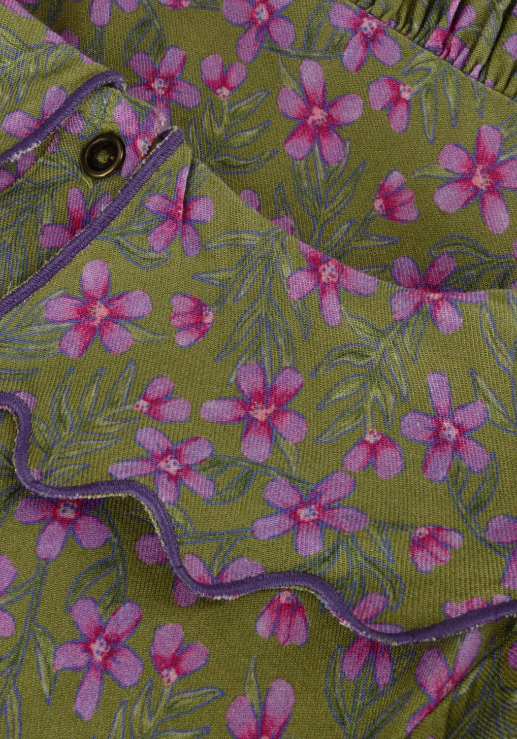 Olijf YOUR WISHES Mini jurk VIVID FLOWER COLLAR DRESS - large