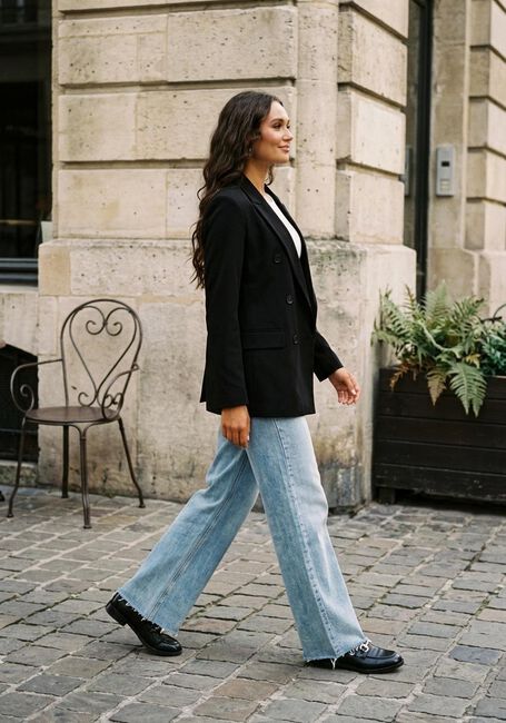 Blauwe MY ESSENTIAL WARDROBE Wijde broek DANGOMW 144 XWIDE - large