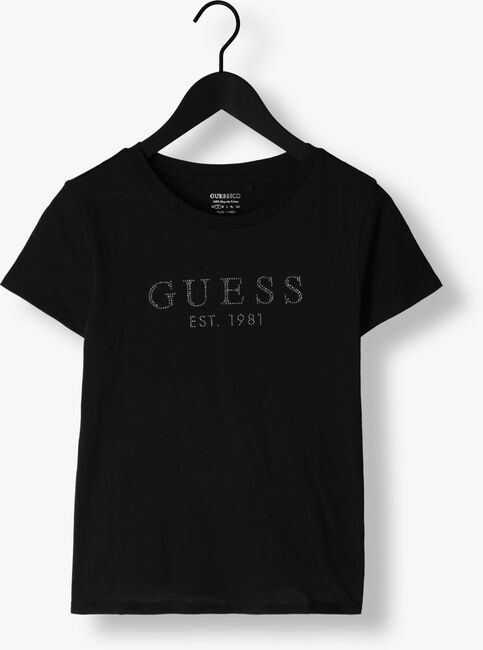 Zwarte GUESS T-shirt SS GUESS 1981 CRYSTAL EASY TEE - large