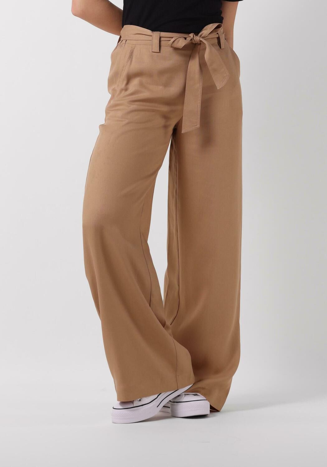 Simple Khaki Viscose Broek Jer-Ten-Pq-24-1 Beige Dames