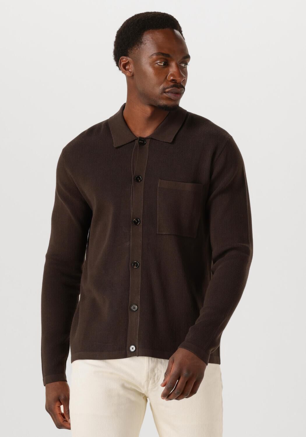 Bruine ANERKJENDT Vest AKSVEND NEEDLE RIB KNIT CARDIGAN | Omoda