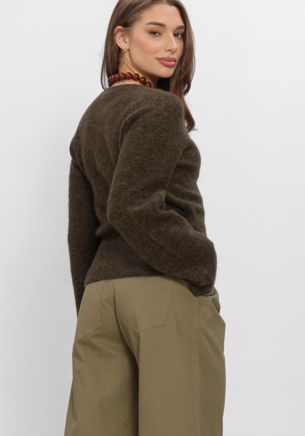 Donkergroene BOII STUDIOS Trui AURA WRAP KNIT - large