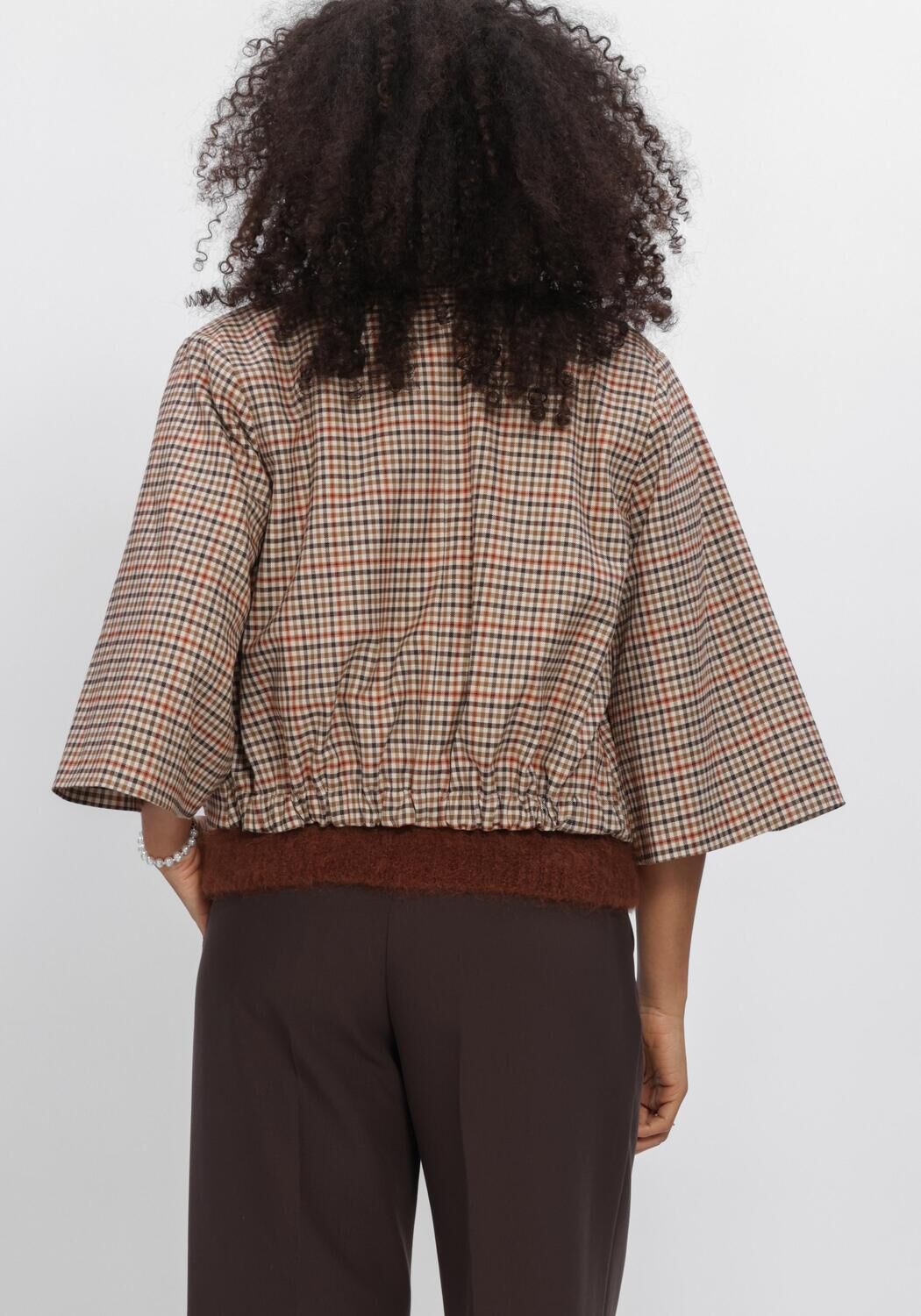 Bruine SUMMUM Jack BLAZER CHECK GOJI BERRY - large