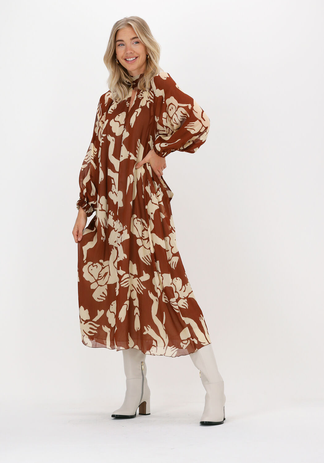 Bruine OTTOD'AME Midi jurk ABITO 2 - large