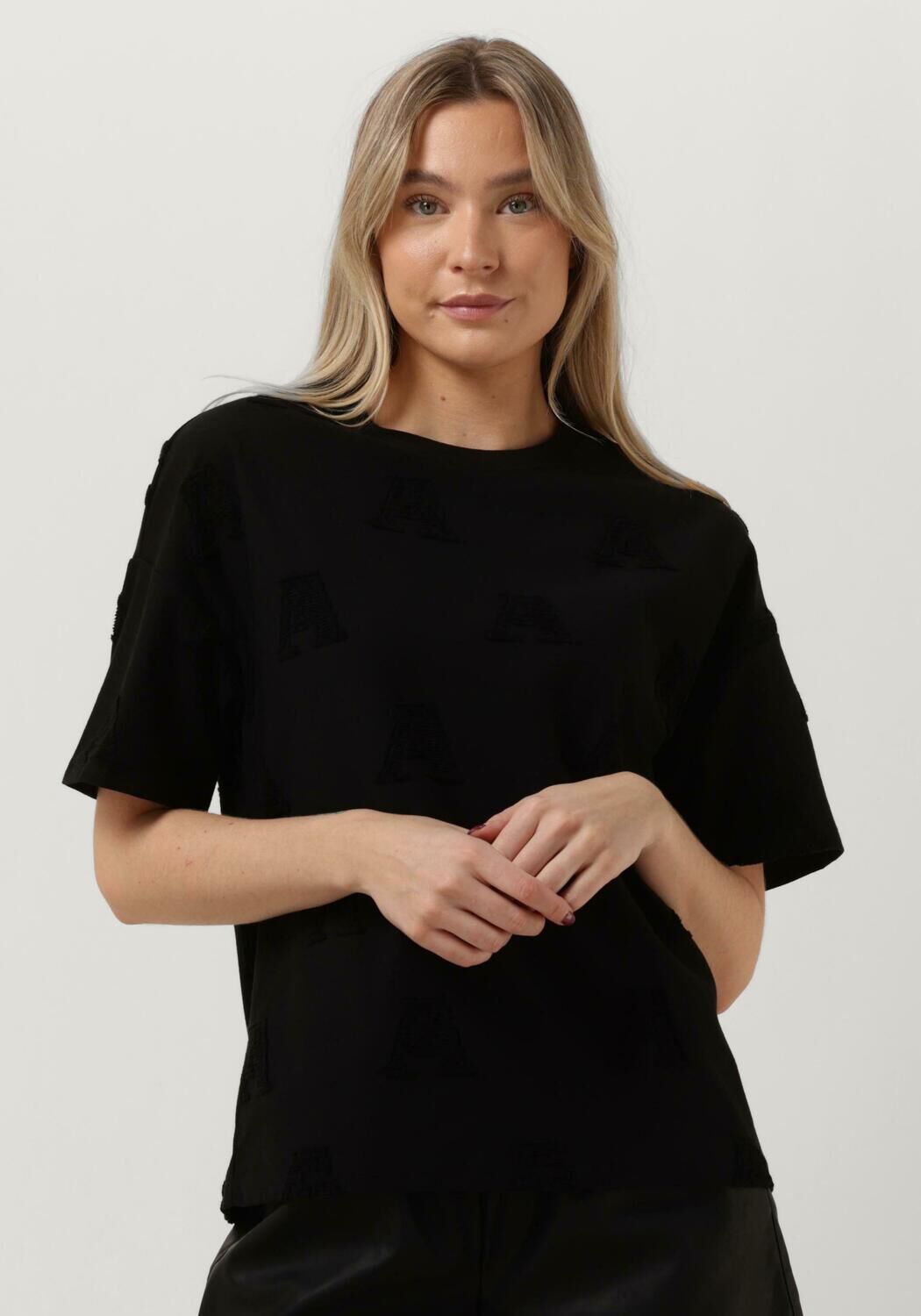 zwarte alix the label t shirt ladies knitted a jacquard t shirt