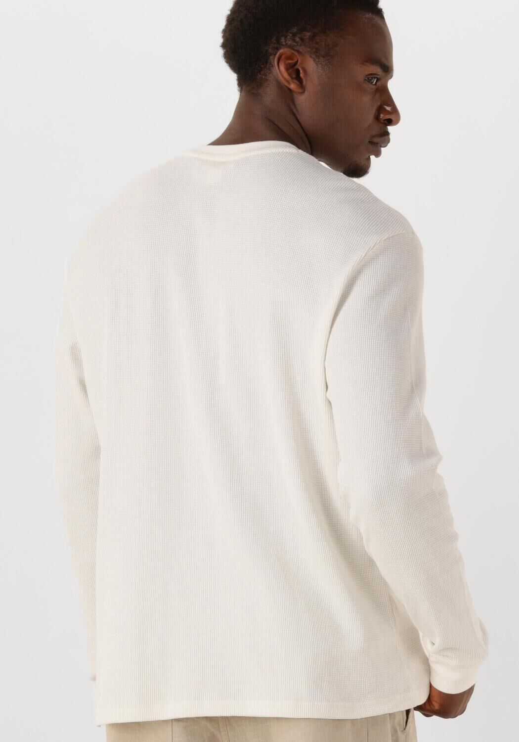 CALVIN KLEIN Heren Truien & Vesten Ls Waffle Badge Crewnk Tee Ecru