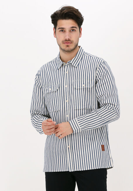 Donkerblauwe SCOTCH & SODA Casual overhemd INDIGO STRIPED 2-POCKET REGULA - large