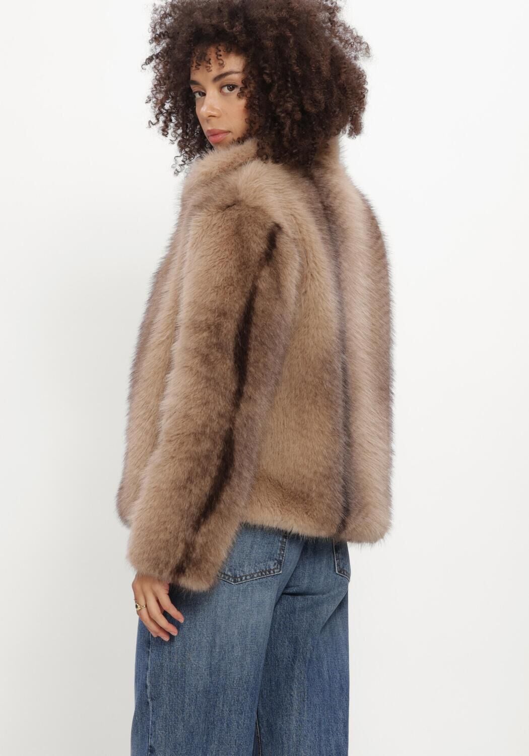 Beige SILVIAN HEACH Faux fur jas FURCOAT RISPAR - large