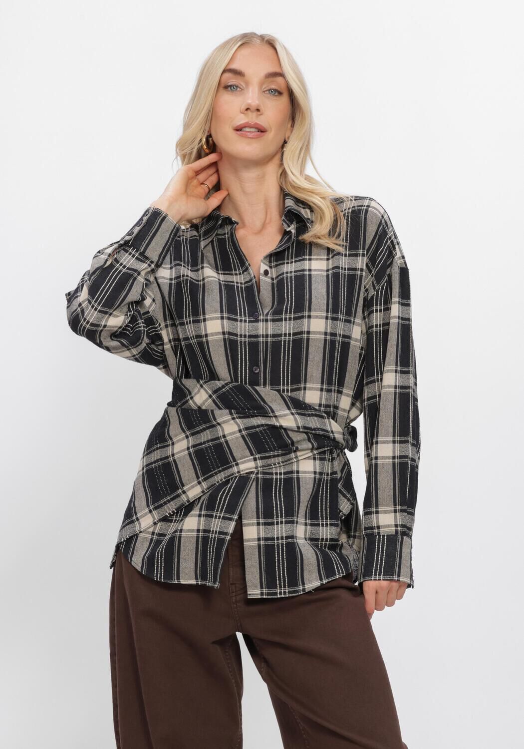 Multi STUDIO ANNELOES Blouses Leira check scarf blouse - large