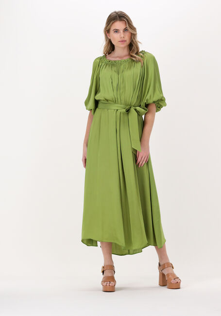 Groene ACCESS Maxi jurk OFF SHOULDER SATIN DRESS - large