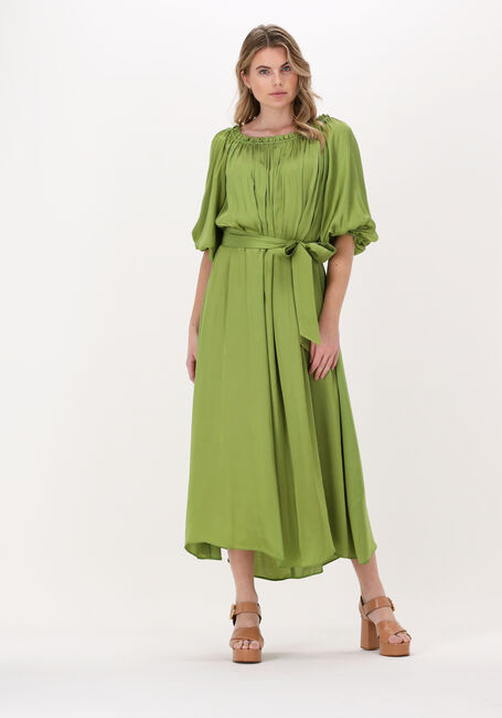 Groene ACCES Maxi jurk OFF SHOULDER SATIN DRESS - large